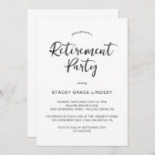 Elegantes Calligrafy Retirement Party Einladung (Vorne/Hinten)