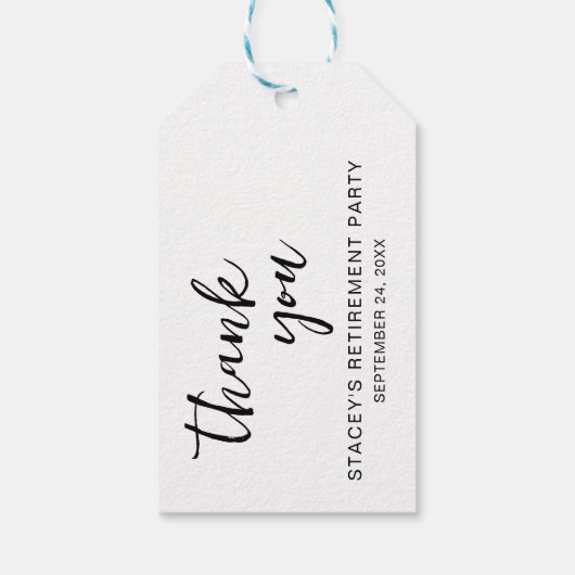 Elegantes Calligrafy Retirement Party Geschenkanhänger (Rückseite)