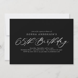 Elegantes Calligrafy Script 65. Geburtstagsparty Einladung