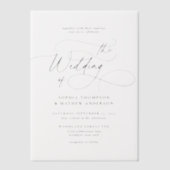 Elegantes Calligrafy Script Blüht Hochzeit Pergament Einladungen (Vorderseite)