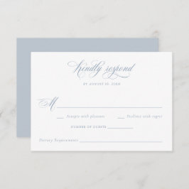 Elegantes Calligrafy Script Dusty Blue Wedding RSV Einladung
