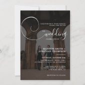 Elegantes Calligrafy Script Foto QR Code Hochzeit Einladung (Vorderseite)