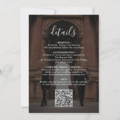 Elegantes Calligrafy Script Foto QR Code Hochzeit Einladung (Rückseite)