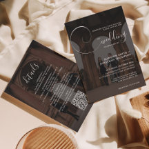 Elegantes Calligrafy Script Foto QR Code Hochzeit