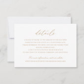 Elegantes Calligrafy Script Gold Wedding Details Einladung (Vorderseite)