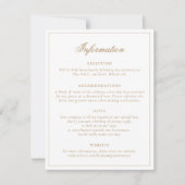Elegantes Calligrafy Script Gold Wedding Details Einladung (Vorderseite)