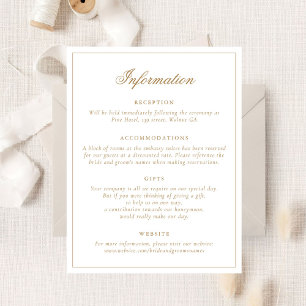 Elegantes Calligrafy Script Gold Wedding Details Einladung