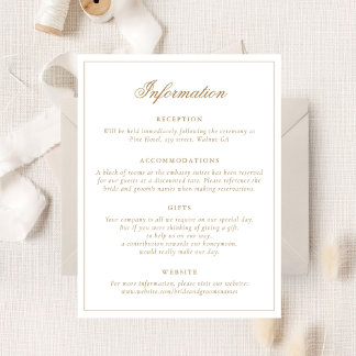 Elegantes Calligrafy Script Gold Wedding Details Einladung