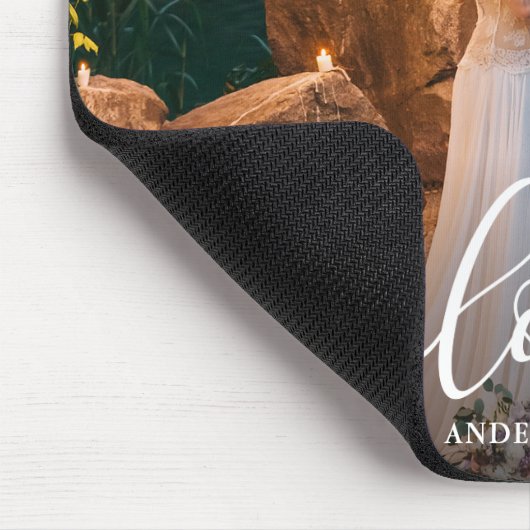 Elegantes Calligrafy Script-Liebe Hochzeitsszenari Mousepad (Ecke)