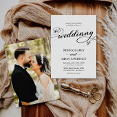 Elegantes Calligrafy Script Monogram Foto Wedding Einladung