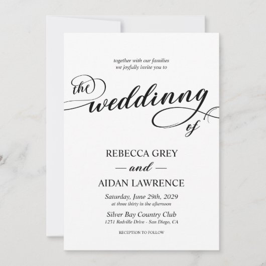 Elegantes Calligrafy Script Monogram Foto Wedding Einladung (Vorderseite)