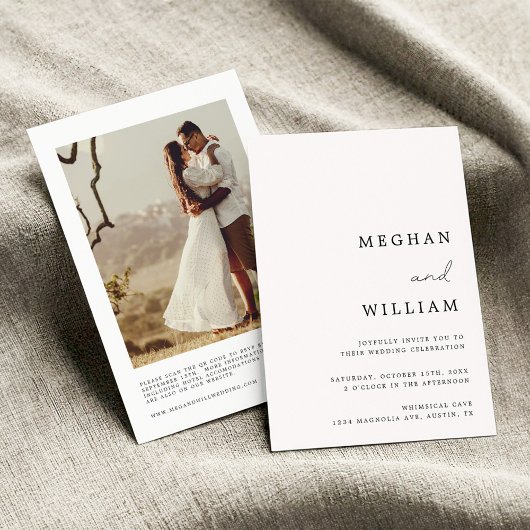 Elegantes Calligrafy Script QR Code Hochzeit Einladung