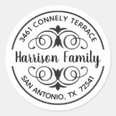 Elegantes Calligrafy Script-Rücksendeadresse-Label Runder Aufkleber (Vorderseite)