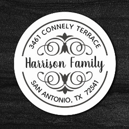 Elegantes Calligrafy Script-Rücksendeadresse-Label Runder Aufkleber