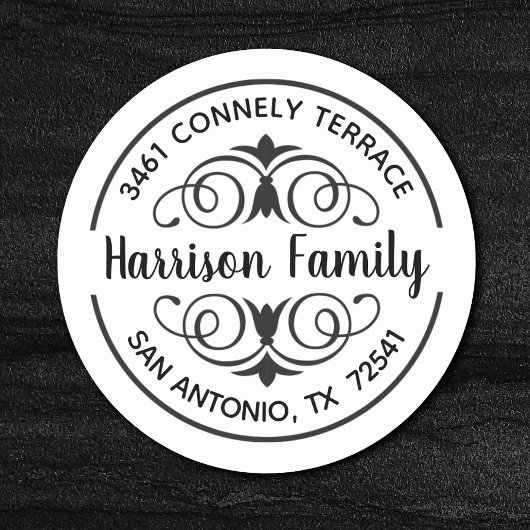 Elegantes Calligrafy Script-Rücksendeadresse-Label Runder Aufkleber