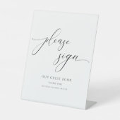 Elegantes Calligrafy Script Wedding Guestbook Sign Sockelschild (Vorderseite)