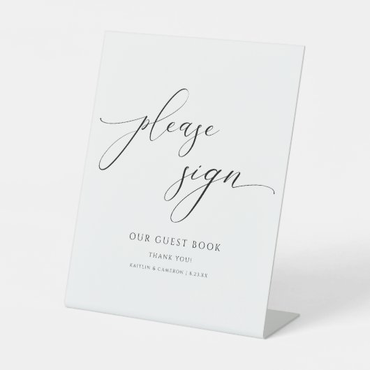 Elegantes Calligrafy Script Wedding Guestbook Sign Sockelschild (Vorderseite)