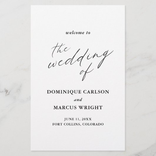 Elegantes Calligrafy Simple Budget Wedding Program Flyer (Vorne)