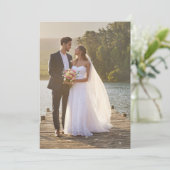Elegantes Calligrafy Single Full Size Wedding Foto Dankeskarte (Stehend Vorderseite)