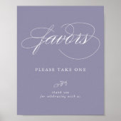 Elegantes Calligrafy Violet Minimal Leaf Gefälligk Poster (Vorne)