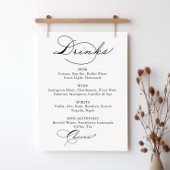 Elegantes Calligrafy Wedding Drinks Menu Sign Poster