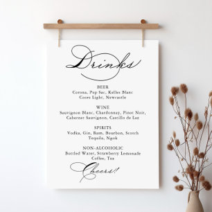 Elegantes Calligrafy Wedding Drinks Menu Sign Poster