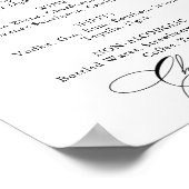 Elegantes Calligrafy Wedding Drinks Menu Sign Poster (Ecke)