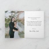 Elegantes Calligrafy Wedding Foto Danke Karte (Innenseite)