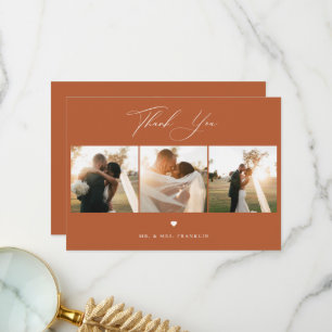 Elegantes Calligrafy Wedding Foto Danke Karte