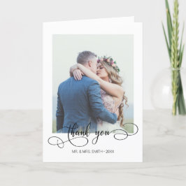 Elegantes Calligrafy Wedding Foto Danke Karte