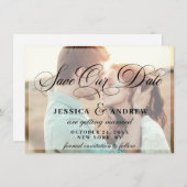 Elegantes Calligrafy Wedding FOTO Save the Date (Vorne/Hinten)
