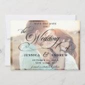 Elegantes Calligrafy Wedding FOTO Save the Date (Vorderseite)