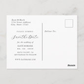 Elegantes Calligrafy Wedding Foto Save the Date Postkarte (Rückseite)
