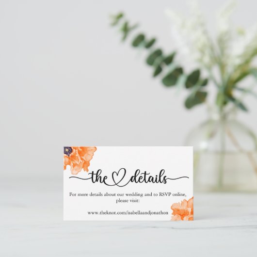 Elegantes Calligrafy Wedding Website Enclosure Car Begleitkarte (Stehend Vorderseite)
