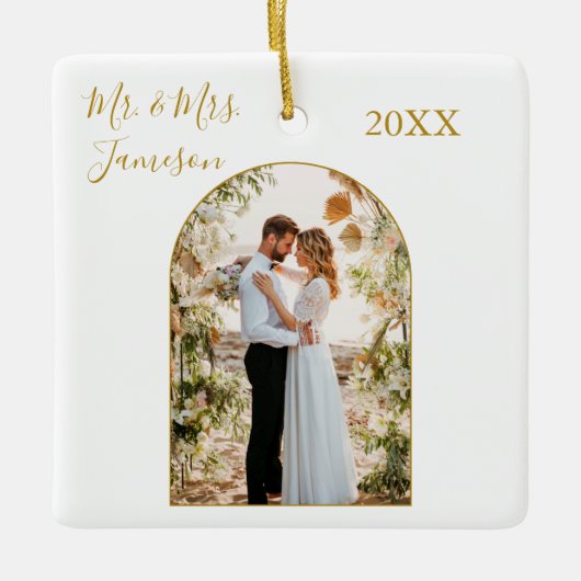 Elegantes Calligraphy Arch Foto Frame Gold neu ver Keramikornament (Vorderseite)