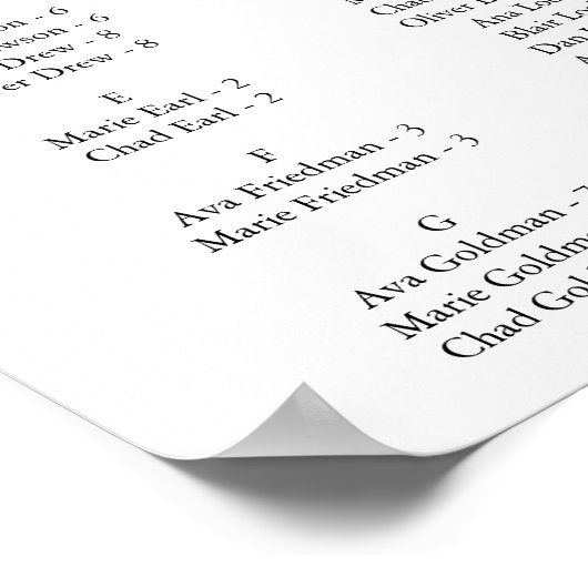 Elegantes Calligraphy Beach Theme Seating Chart Poster (Ecke)