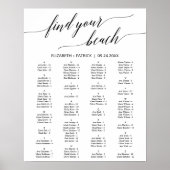 Elegantes Calligraphy Beach Theme Seating Chart Poster (Vorne)