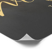 Elegantes Calligraphy Black & Gold Foto Hochzeit Poster (Ecke)