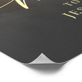Elegantes Calligraphy Black & Gold Foto Hochzeit Poster (Ecke)