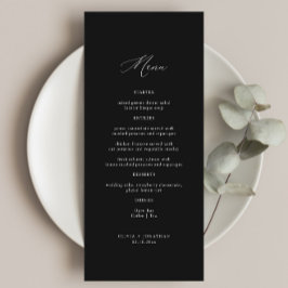 Elegantes Calligraphy Black Wedding Menu Menükarte