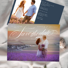 Elegantes Calligraphy Classic QR Code Zwei Foto Save The Date