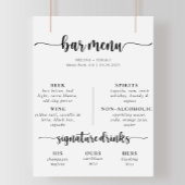 Elegantes Calligraphy Classic Wedding Bar Menu Poster