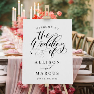 Elegantes Calligraphy Classic Wedding Welcome Sign Poster
