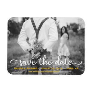 Elegantes Calligraphy Couple Foto Save the Date Magnet