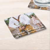 Elegantes Calligraphy Couple Foto Save the Date Rechteckiger Pappuntersetzer (angewinkelt)