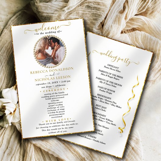 Elegantes Calligraphy Custom Foto Wedding Program