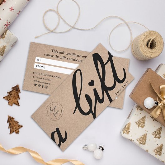 Elegantes Calligraphy Custom Kraft Gift Certificat