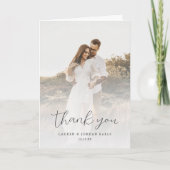 Elegantes Calligraphy Custom Wedding Foto Vielen D Dankeskarte (Vorderseite)