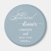 Elegantes Calligraphy Dusty Blue Probe Dinner Magnet (Vorne)