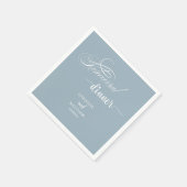 Elegantes Calligraphy Dusty Blue Probe Dinner Serviette (Ecke)